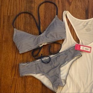 Xhilaration Navy/White Stripe Bikini